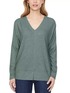 Buffalo DAVID BITTON super Soft Cozy V- Neck long Sleeve Top Sage Green